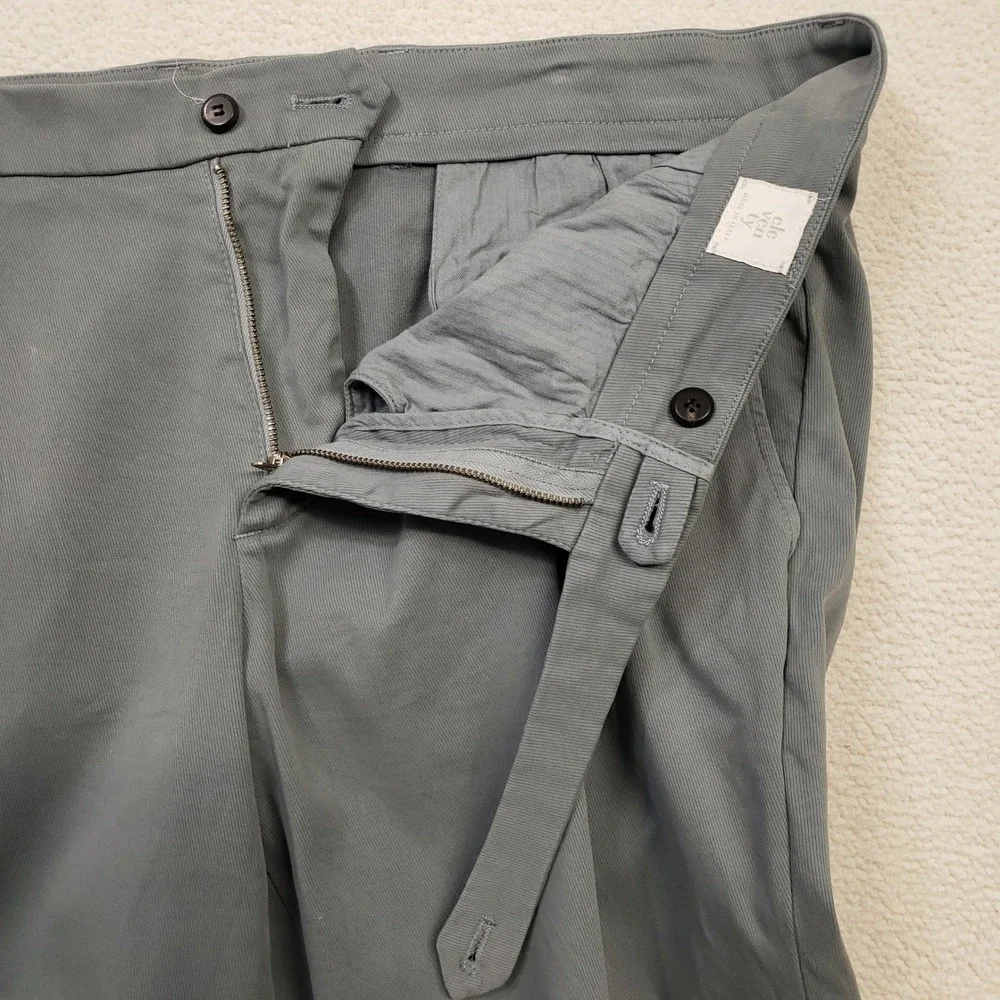 Eleventy Chino Pants Mens 34R Gray Pleated Cotton Blend Trousers Made in Italy